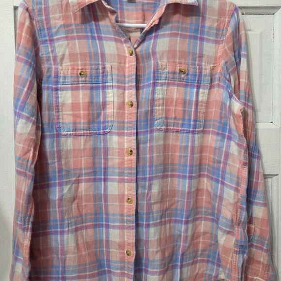 Chaps Woman's Multi-Colored Plaid Long Sleeve Button Down Short size M - Picture 2 of 8